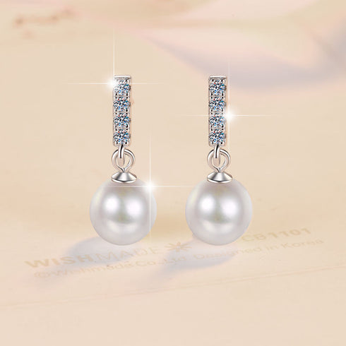 Pearl Drop Zirconia Stud Earring